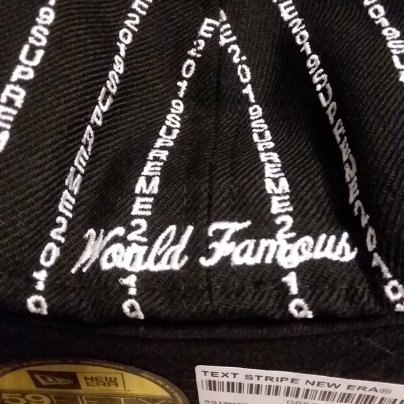 --SOLD--Supreme Text Stripe New Era Black SZ.7 3/8 - Picture 3 of 4